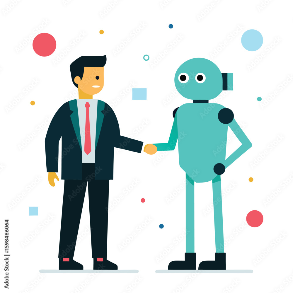 Poster artificial intelligence in business flat vector design isolated on white background