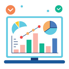 Obraz premium Analytics dashboard overview with graphs and pie chart isolated on white background
