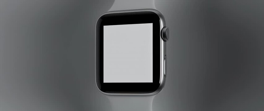 Smartwatch with white screen on gradient background showcasing technology evolution
