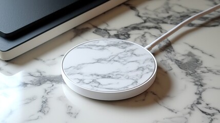 Wireless Charging Pad on Marble Surface
