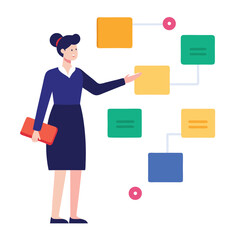 Obraz premium Businesswoman organizing workflow with digital tools isolated on white background