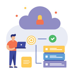 User logging into secure cloud storage scene isolated on white background