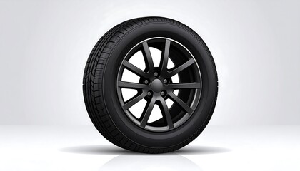 Obraz premium Black car wheel and tire, studio shot