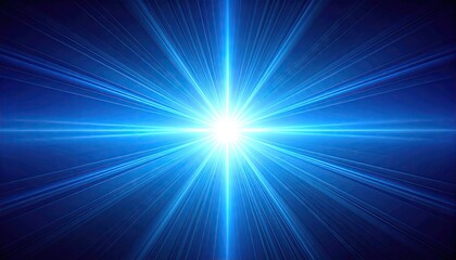 Abstract Blue Light Burst with Soft Lens Flare Effect in Center