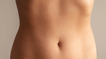 Perfect woman belly isolated on white background