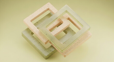 Abstract geometric shapes in pastel colors with textured surfaces and modern design