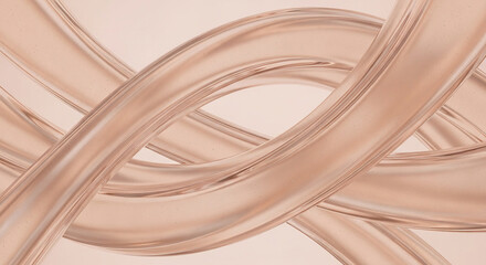 Abstract design with flowing translucent ribbons in a warm, neutral color palette