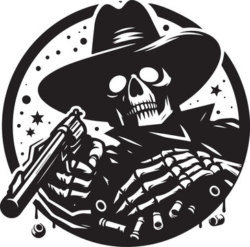 Cowboy deadshoot skull silhouette vector illustration. Cowboy deadshoot icon