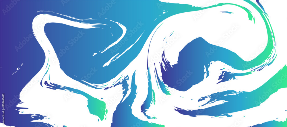 Poster soft abstract fluid texture design with light green and white marble swirls. smooth, flowing shapes 