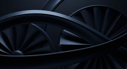 Abstract industrial design with curved lines in dark blue