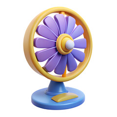 Whimsical purple and yellow desk fan illustration