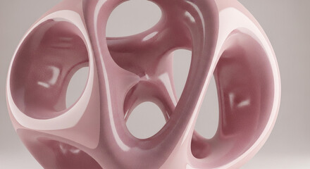 Abstract pink sculpture with organic forms and smooth surfaces, modern design aesthetic