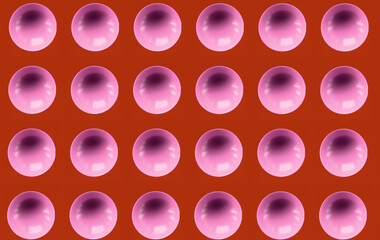 Seamless Pattern of Glossy Pink Domes on Burnt Red Background for Modern Decor

