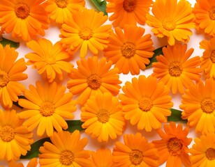 Bright orange flowers on white