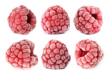 Many frozen raspberries isolated on white, set © New Africa