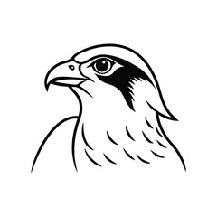 Fototapeta premium a falcon bird head line art silhouette vector illustration on white background