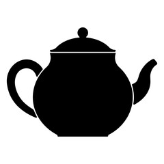 Black silhouette icon of a traditional teapot without background