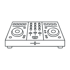 Fototapeta premium Minimalist dj mixer outline drawing featuring turntables and control knobs. Vector illustration