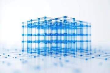 Abstract blue cube structure network connection technology and innovation