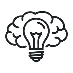 Lightbulb inside brain symbolizing creativity and innovation. Vector illustration