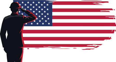 illustration, national, vector, american flag with soldier
