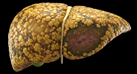 Severely Diseased Human Liver - Cirrhosis or Fatty Liver Disease Concept