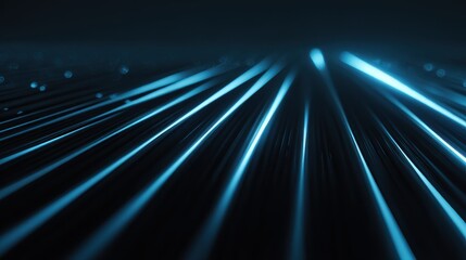 Abstract blue light streaks create a sense of speed and futuristic design, evoking the feeling of technological progress and digital landscapes