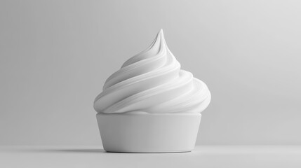 Minimalist white frozen dessert in cup.