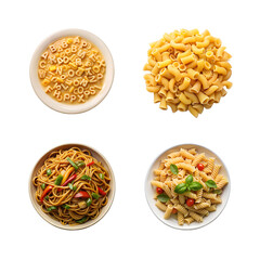 A festive assortment of pasta dishes and candy canes isolated on transparent background