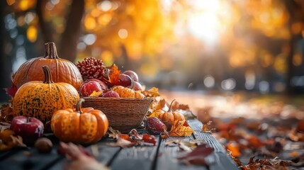 Thanksgiving appreciation seasonal table setup autumn nature comforting dishes outdoor gathering warm atmosphere
