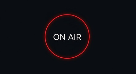 Minimal ON AIR notification with crisp sans-serif red circle and shine animation for studio overlay