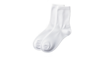 Pair of white crew socks isolated on transparent background
