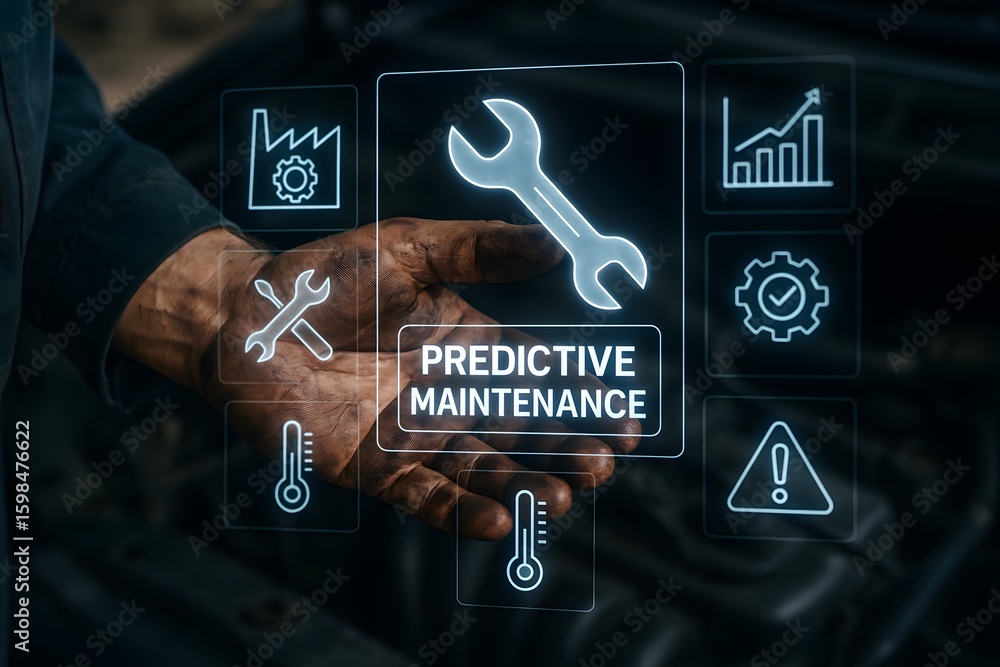 Poster smart factory monitoring uses predictive maintenance to reduce failure
