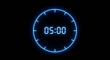 Stream ending countdown with 05:00 digital clock and circular glow timer for broadcasts