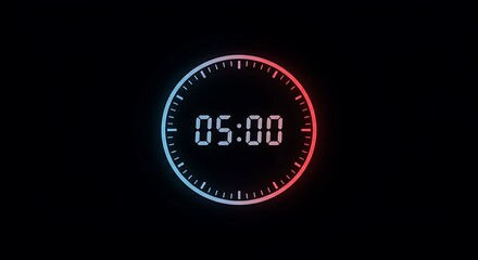 Stream ending countdown with 05:00 digital clock and circular glow timer for broadcasts