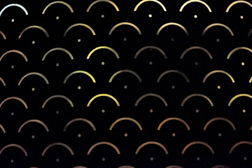 Seamless Golden Half-Circle and Dot Pattern on Black Background