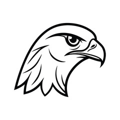 Naklejka premium a hawk bird head line art silhouette vector illustration on white background