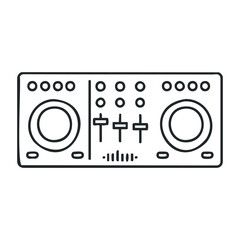 Dj mixer console outline with faders and knobs for music mixing control. Vector illustration