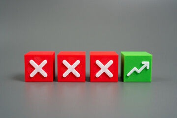 To make a profit after a series of unsuccessful attempts. Turning failure into financial success....