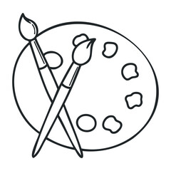 Artist's palette and brushes: essential tools for creative painting and design. Vector illustration