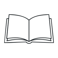 Minimalist blank open book icon symbolizing simplicity and education. Vector illustration