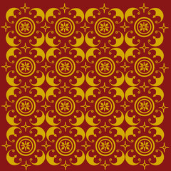 Vector geometric pattern, roman ornament, gold on red background