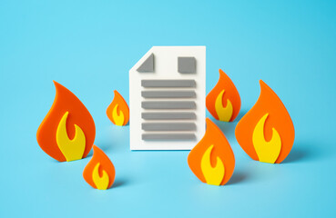 Document on fire. Bureaucracy and obstacles in crisis situations. Destruction of evidence and...