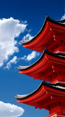 Fototapeta premium Vibrant Red Pagoda Roof Illustration