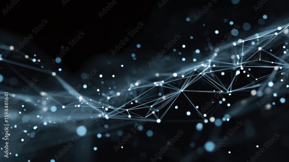 Poster data technology abstract futuristic illustration. low poly shape with connecting dots and lines on d
