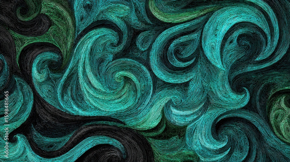 Poster abstract teal swirling pattern background texture design graphic art image
