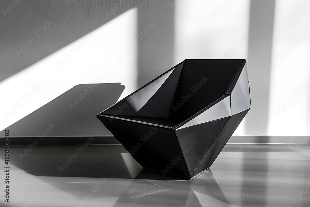 Poster geometric modular accent chair in monochromatic sharp angles