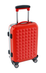 Red hardcase suitcase on transparent background. 3D illustration
