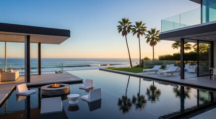 Fototapeta premium Luxury Malibu Home with Infinity Pool and Ocean View 