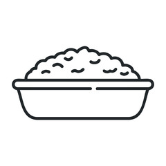 Simple black and white rice bowl icon - minimalist kitchen symbol. Vector illustration